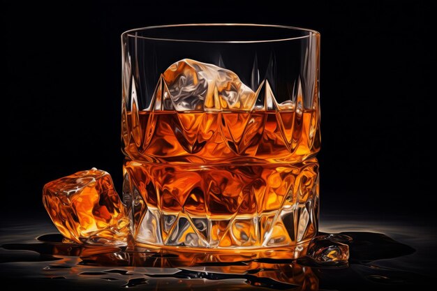 Whisky glass with amber whisky on a dark background in Lebanon