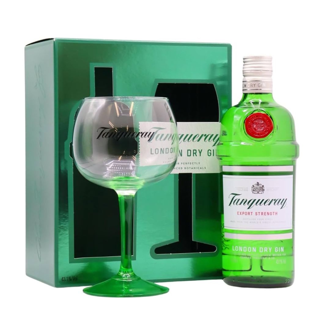 Buy Tanqueray London Dry Gin +Glass Gift Pack Online In Lebanon