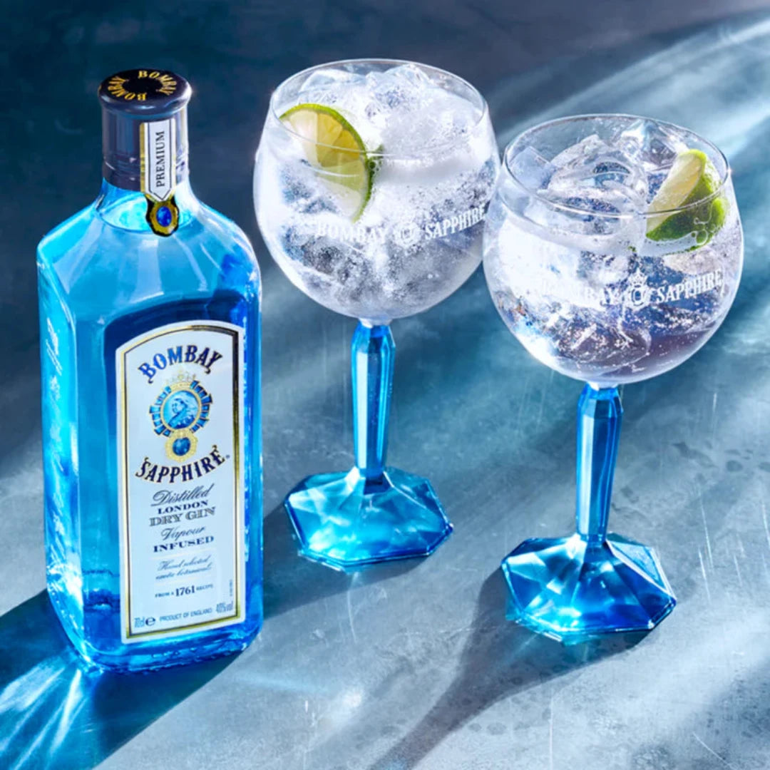 Bombay Sapphire London Dry Gin 75cl bottle – premium gin with blue glass bottle and botanical flavor profile
