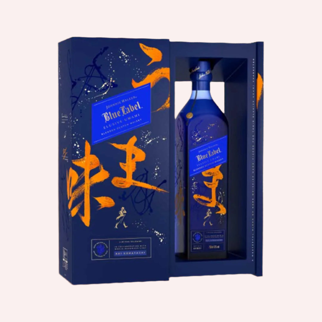 Bottle of Johnnie Walker Blue Label Elusive Umami Limited Edition – rare luxury Scotch inspired by the fifth taste