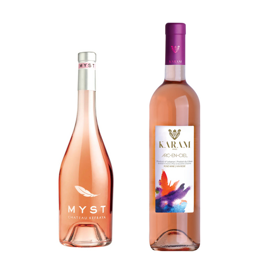 “A bottle of Kefraya Myst wine, with a sophisticated, minimalistic label design and a dark, premium look.”
“A bottle of Karam Arc En Ciel wine displayed in a Shopify store, featuring a colorful, elegant label with a rainbow design and a sleek, modern shape.”